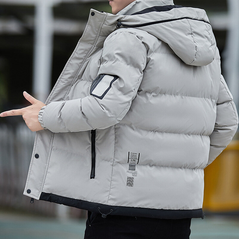 Korean Fashion Puffer Jacke Männer Baumwolle Gefütterte Jacke Männer Mode Kleidung Streetwear Verdicken Warme Mit Kapuze Mantel Männer Kleidung
