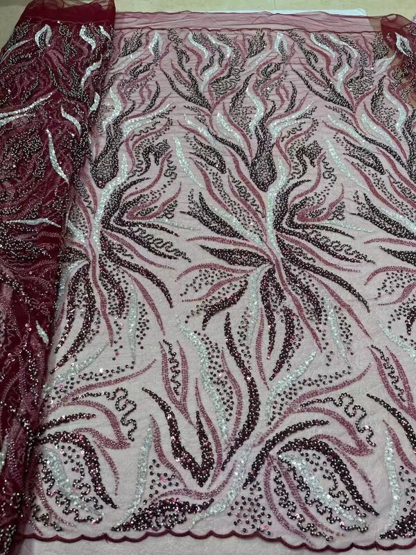 Африканская Тяжелая кружевная ткань из бисера, необычная блестящая кружевная ткань из бисера с блестками, женское элегантное шикарное платье