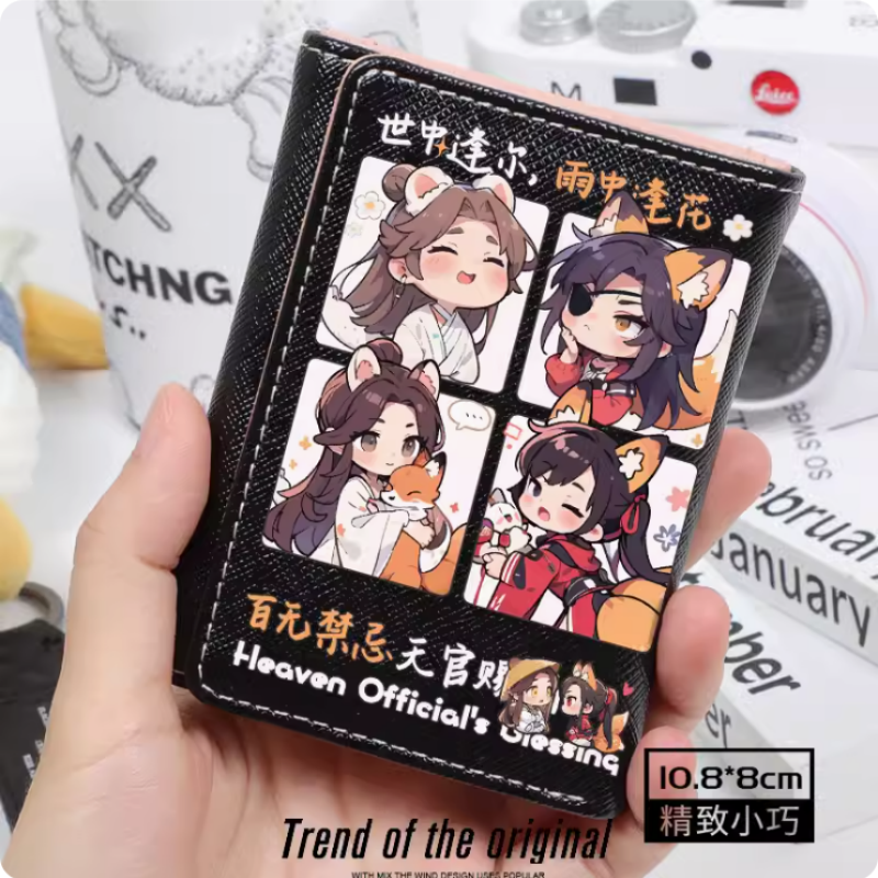 Cartera de Anime Tian Guan Ci Fu Huacheng Xielian para mujer, bolso plegable, múltiples tarjetas, gran capacidad, regalo de moda