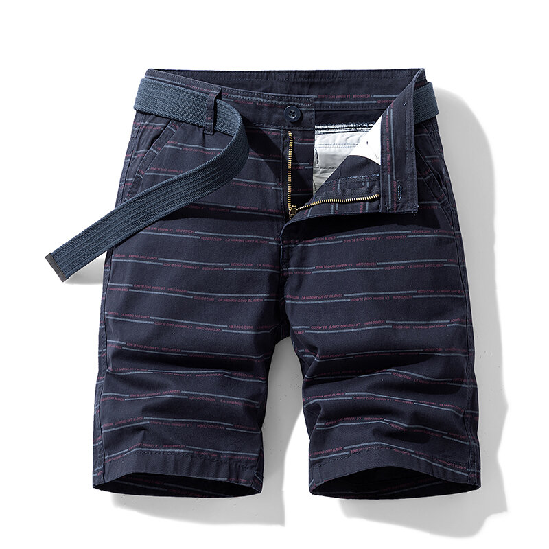 Pantalones cortos de carga a rayas para hombre, Shorts de algodón transpirables para exteriores y playa, Shorts militares tácticos de verano
