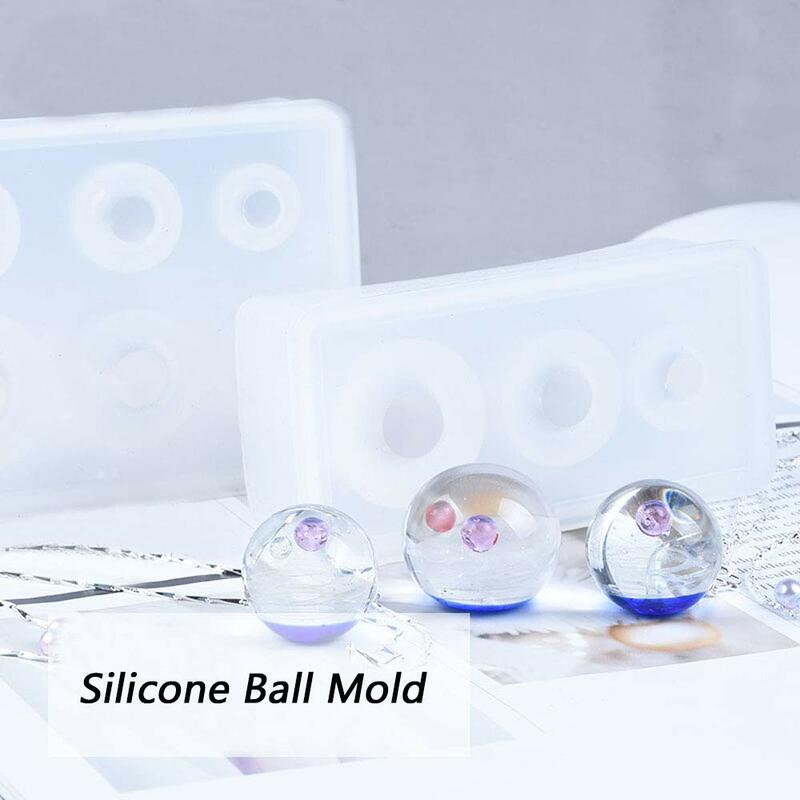 Molde de silicone bola redonda cristal 6 mesmo esferas contas universo spheroid moldes para diy colar pulseira resina uv jóias fazendo