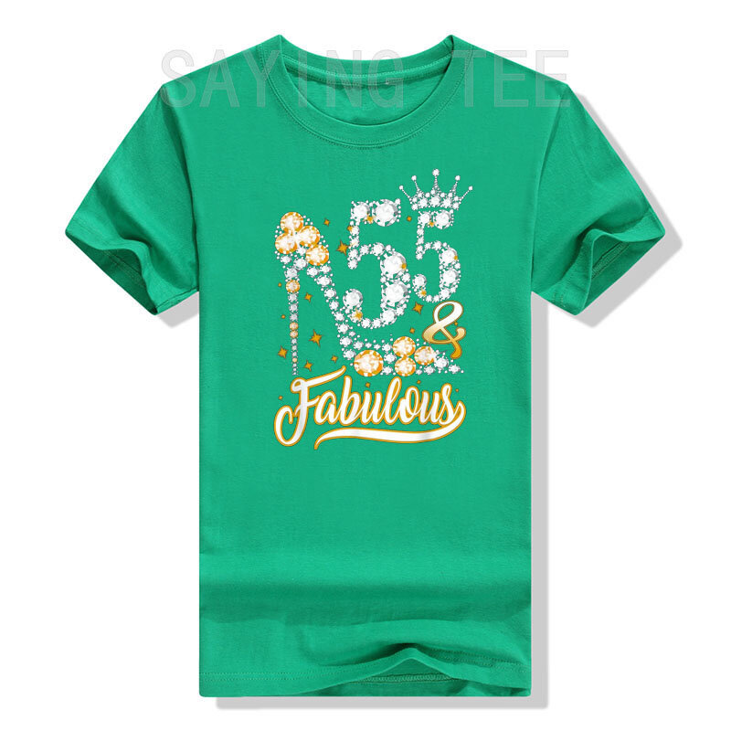 Camiseta gráfica con estampado de corona de diamantes, ropa estética para mamá, 55 y 55 años
