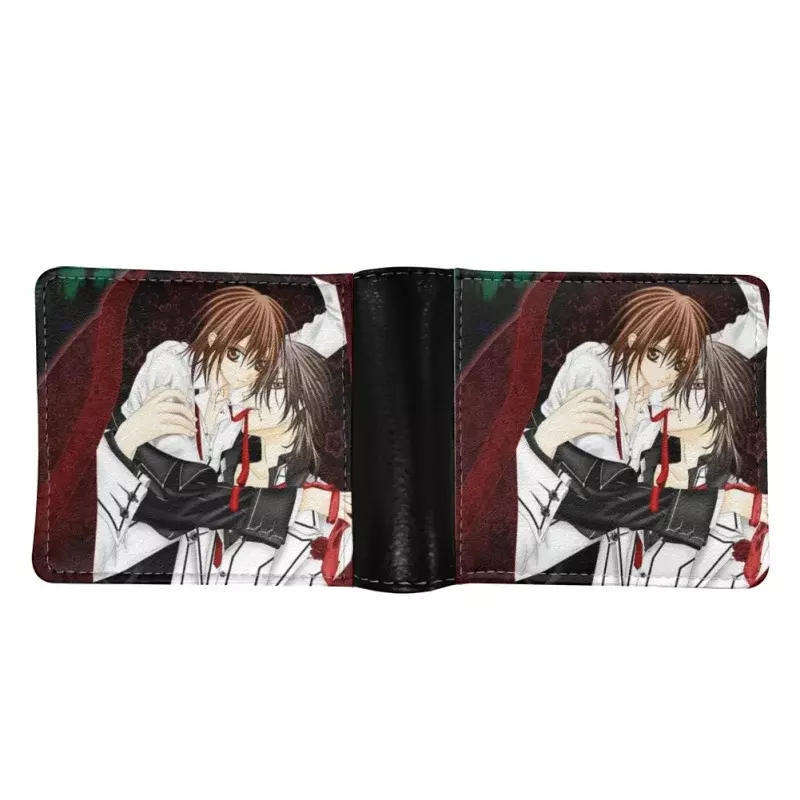Komiks wampir rycerz nadruk Anime mężczyzn portfel na pieniądze szczupła, cienka karta dla dorosłych luksusowa krótka torebka męska Billetera Para Hombres