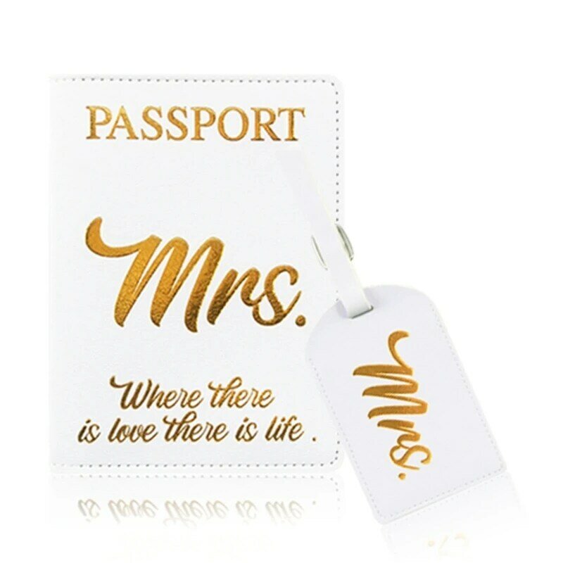 Mr Mrs paspoorthouder cover bagagelabel portemonnee PU lederen kaarthoes bruid bruiloft reiscadeau