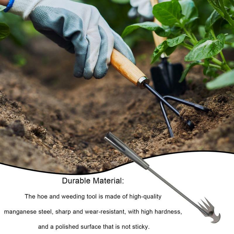 Extractor de césped Manual, herramienta de eliminación de césped multifuncional para plantar y cosechar, 4 dientes, jardín