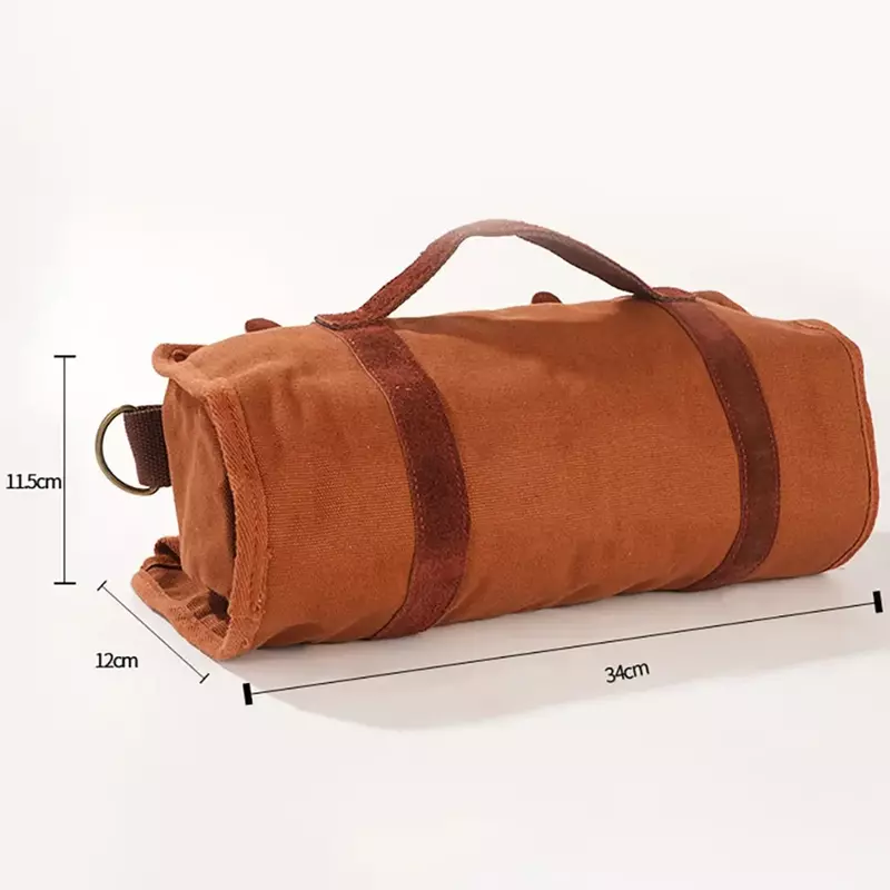 Portable Canvas Bartender Tools Organizer Bag Leather Handle Durable Camping Tool Bags Shoulder Large Capacity Storage Pouch