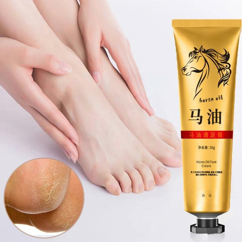 Crème réparatrice pour les pieds à l'huile de cheval, soin hydratant pour les mains, lisse, élimination des callosités de la peau, anti-Contation des pieds secs, 30g, B7M2