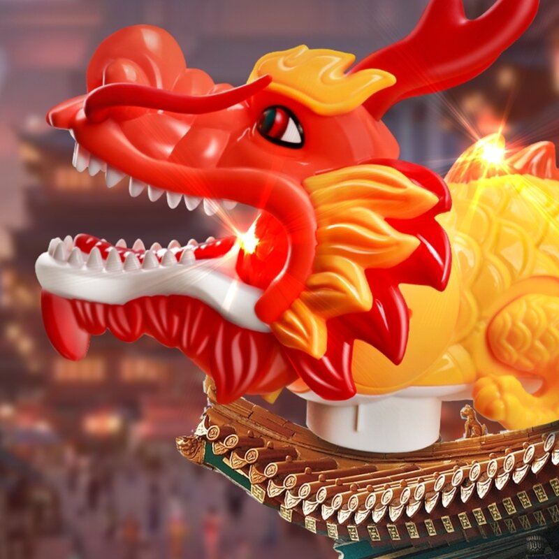Китайский Новый год, покачивающаяся игрушка для танца дракона, игрушка для малышей, обучающая светодиодная игрушка для ползания