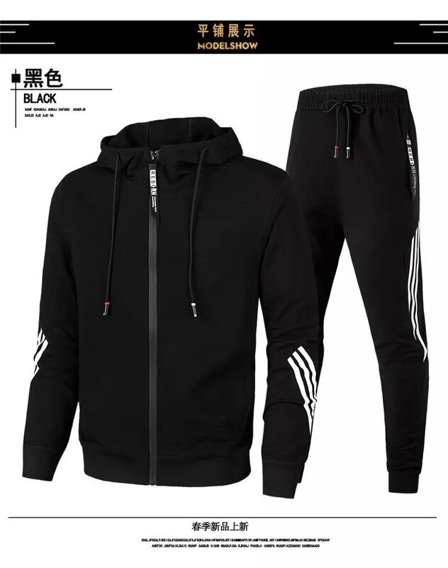 2024 Spring Autumn New Men's Sportswear Set Zipper Jacket+Pants 2-piece Set for Men's Fashion Casual Jogging Sportswear Suit