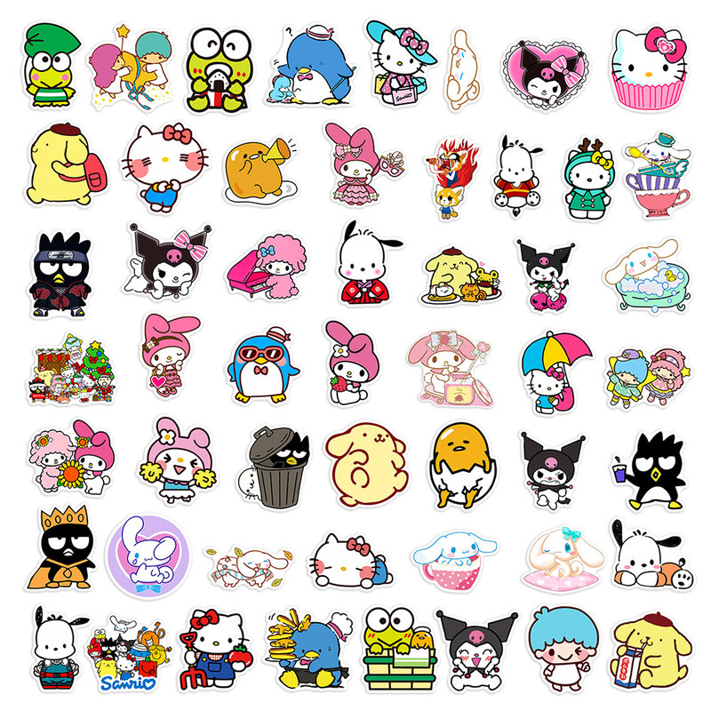 10/30/50/100 pçs bonito dos desenhos animados anime sanrio olá kitty kuromi adesivos decalque estético portátil telefone scrapbook graffiti adesivo