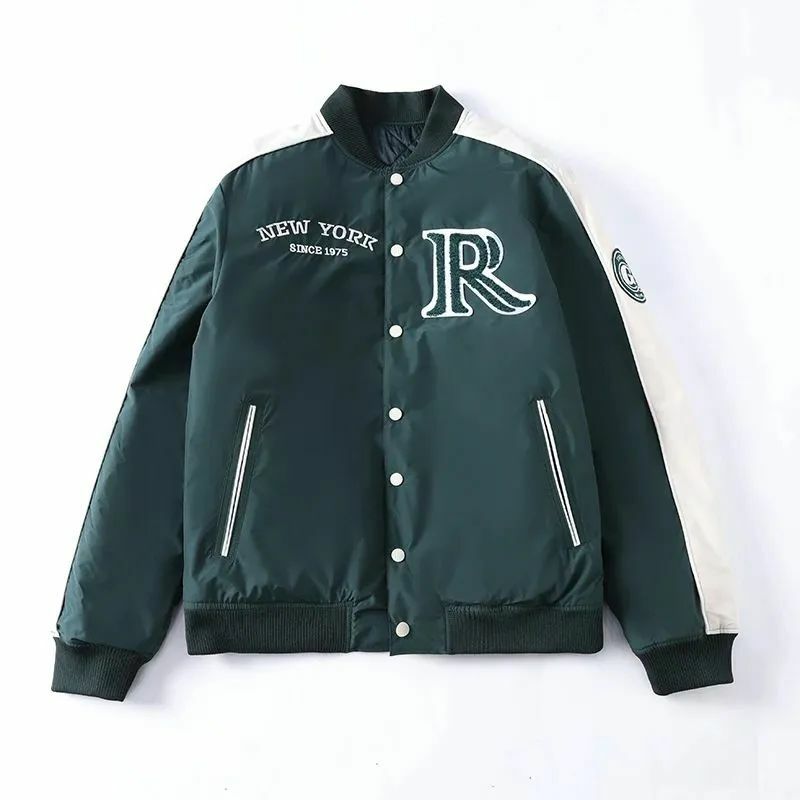 Men's 2024 New Fashion Casual Joker Baseball Uniform Cotton-padded Jacket Coat Coat Retro Long Sleeve Button Coat Chic Coat.