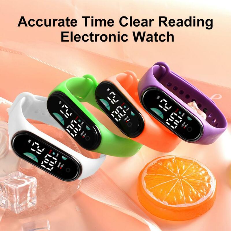 Электронные часы с дисплеем шрифтов, водонепроницаемые детские электронные спортивные часы со светодиодным дисплеем, силиконовый ремешок для мальчиков и девочек