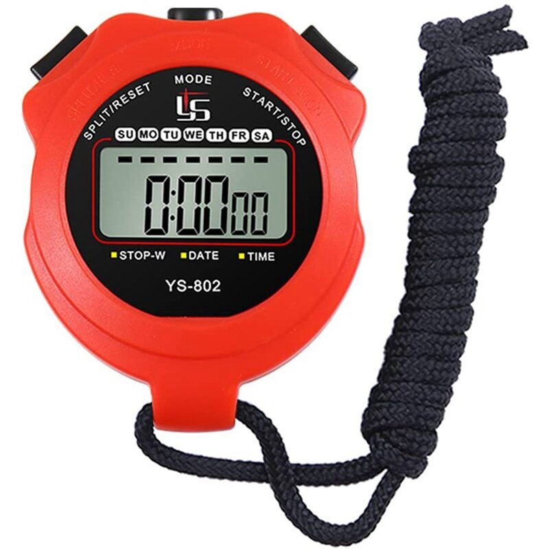 Sports Stopwatch Timer Lap Split Digital Stopwatch With Clock Calendar Alarm, Shockproof Stopwatch
