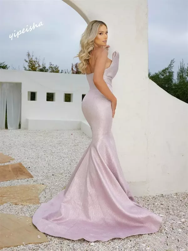 Yipeisha Ballkleid sexy V-Ausschnitt Meerjungfrau boden lange Abendkleider Band besatz umarmt Satin maßge schneiderte Kleider