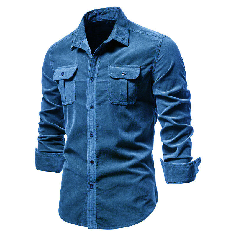 Camisa de negocios de pana japonesa básica de algodón para hombre, camisa informal delgada, abrigo de manga larga, Otoño, nuevo