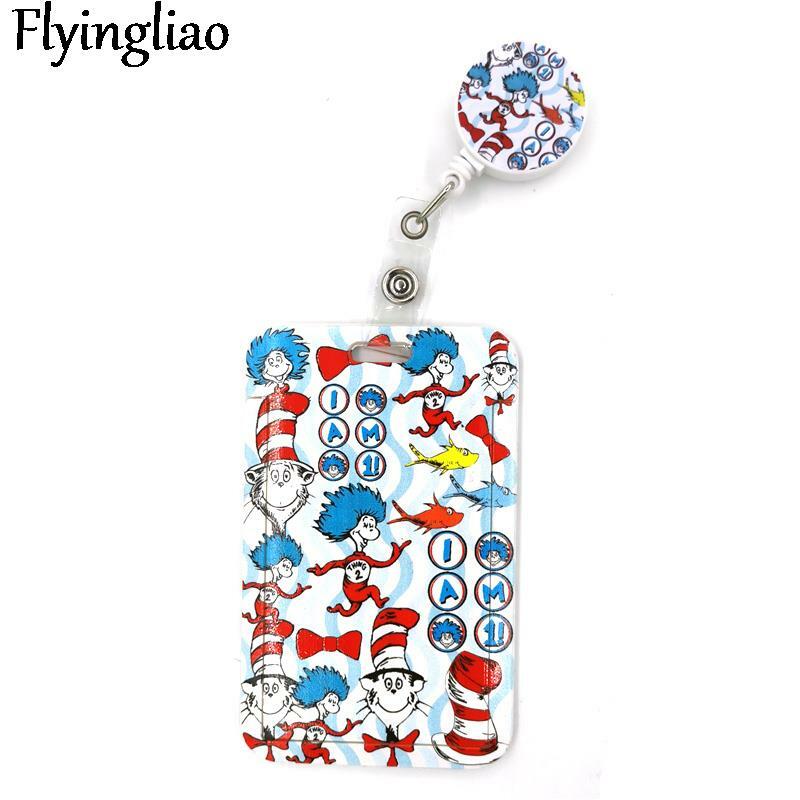 Christmas Cat Cute Credit Card Cover Lanyard Bags Retractable Badge Reel Student  Name Clips Card ID Card Holder Chest