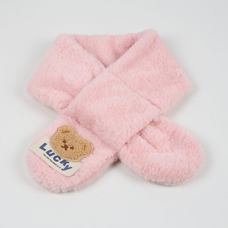 Lindo urso infantil lenço grosso confortável cachecol quente à prova longo cruzado silenciador gravata para atividades
