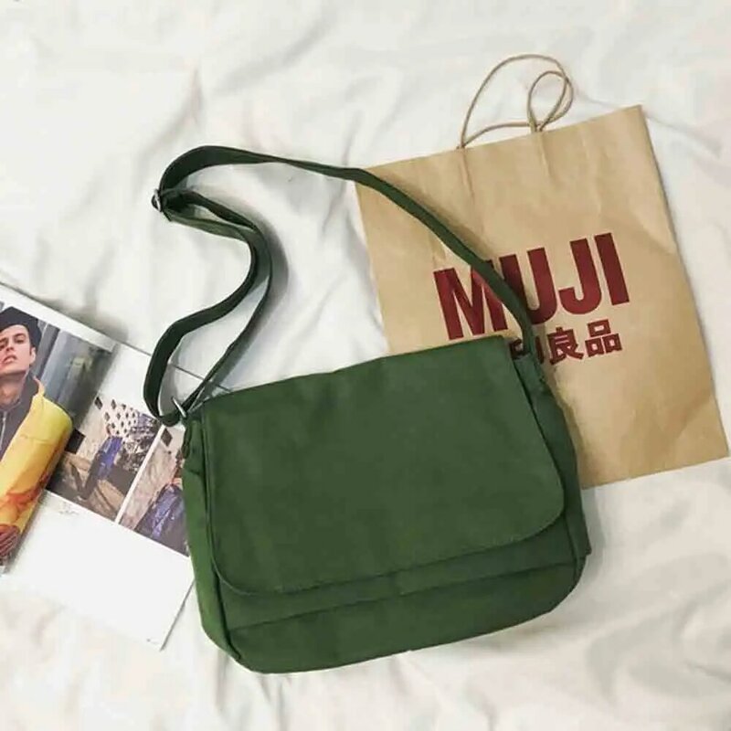 Bolsa de mensajero multifunción para mujer joven, bolsa de mensajero japonesa Retro, a la moda, portátil, con patrón de boca de un hombro