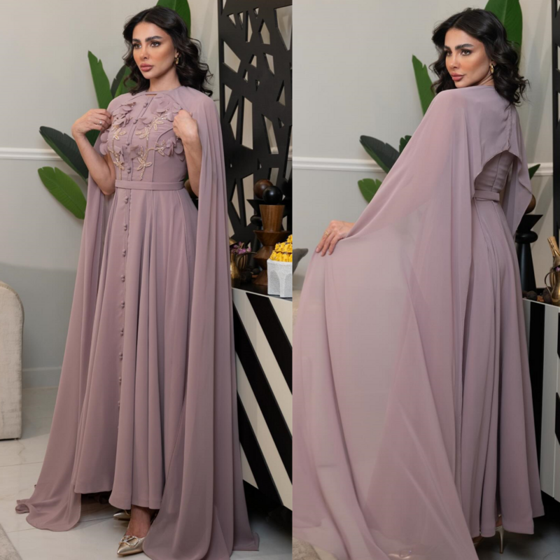 Prom Dress Evening Satin Button Applique Wedding Party A-line High Collar Bespoke Occasion Gown Midi Dresses Saudi Arabia