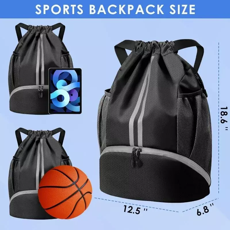 나일론 방수 피트니스 가방, 캐주얼 경량 배낭, 야외 대용량 스포츠 가방, 다기능 배낭 농구 백