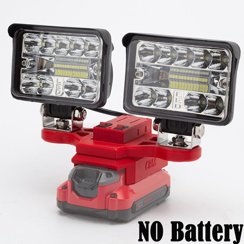 Lampe de travail LED portable sans fil pour artisan, batterie au lithium 20V, lampe d'extérieur avec USB (batterie non incluse)