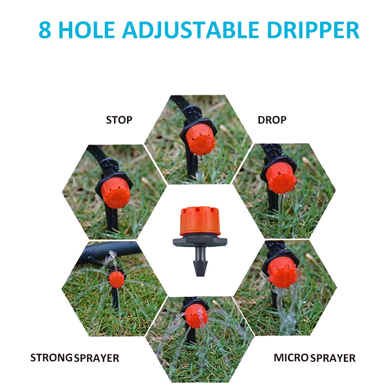 100 Pcs 1/4 Zoll Einstellbar Tropf Bewässerung Teile Drippers Sprinkler Für Tropf Bewässerung System