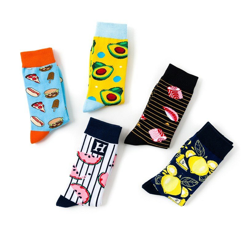 Cotton Socks Creative Hamburgers Food Printing Personalized Trend Street Skateboarding Hip-hop Sports Style In Tube Socks N210