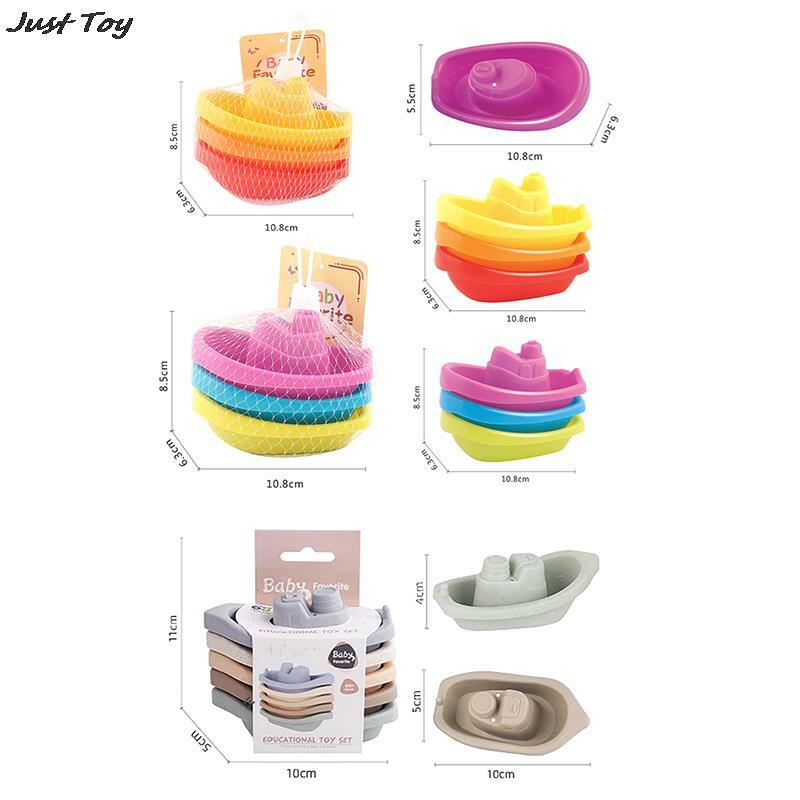 Baby Bath Toys Stacking Boat Toys Colorful Early Education Intelligence Gift Boat-shaped Stacked Cup Folding Tower Baby Toys