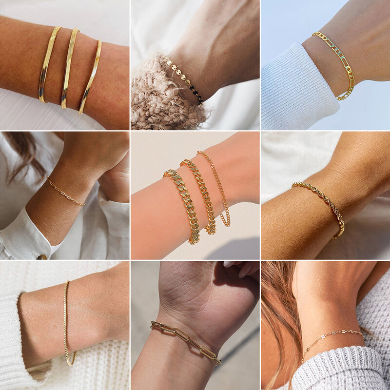 SUNIBI Classic Snake Chain bracciali per le donne Trend Fashion bracciale a catena cubana in acciaio inossidabile Trendy Woman Gifts Jewelry