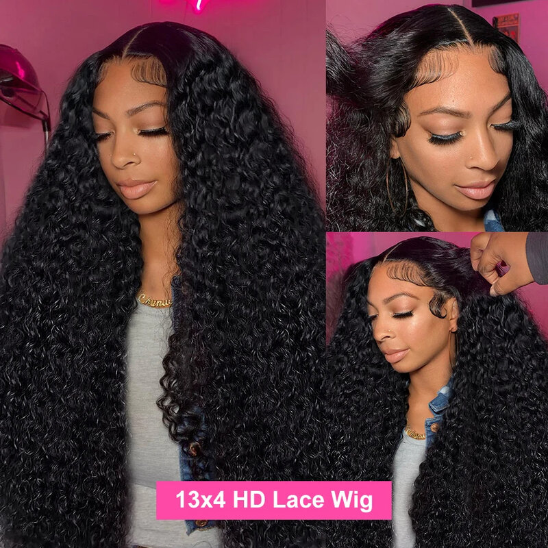 Perruque Lace Front Wig Naturelle Bouclée pour Femme, Cheveux Humains, 13x6 HD, 13x4, Pre-Plucked, pour Débutants