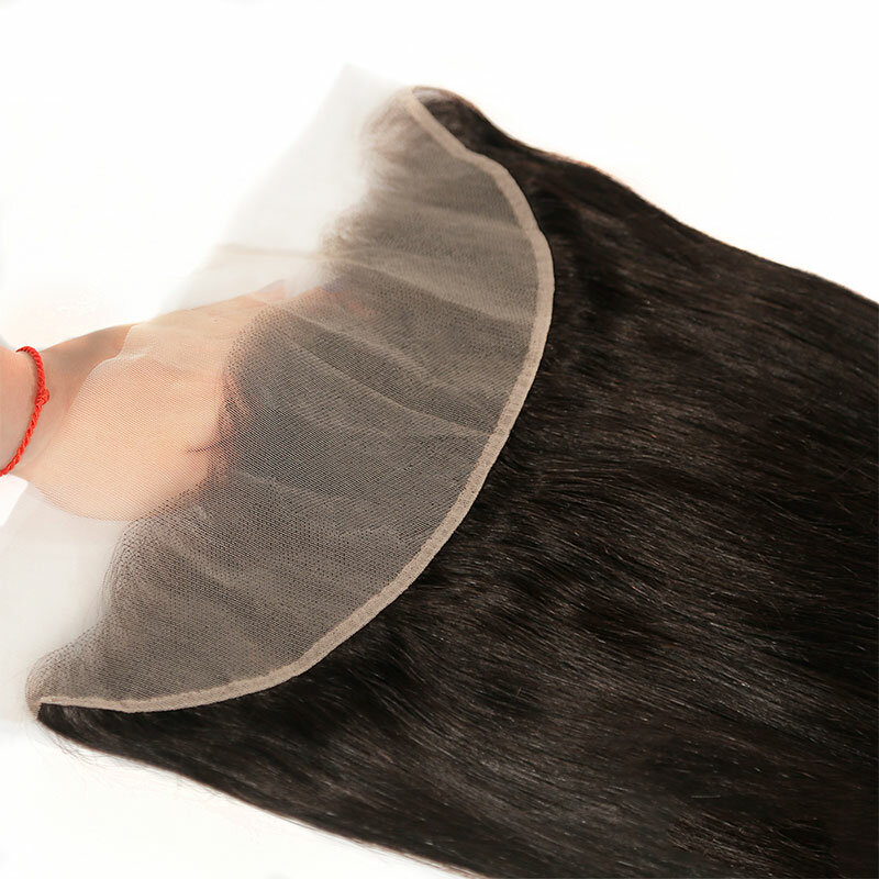 13x4 penutup renda Swiss bagian gratis renda lurus transparan 100% rambut manusia Virgin warna alami