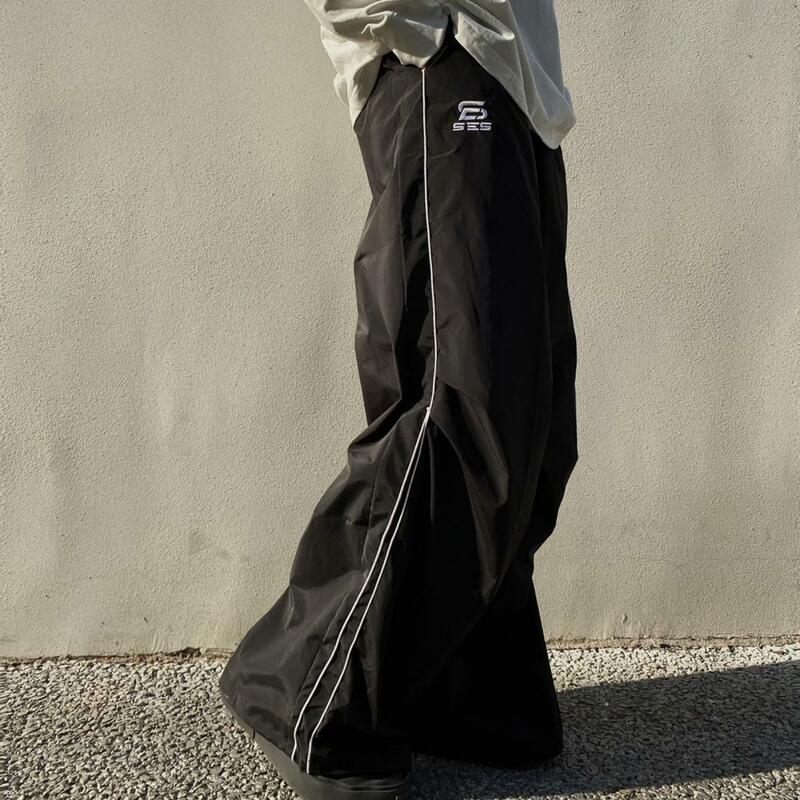 Pantalones de chándal Unisex de gran tamaño con bolsillos de cintura elástica, pantalones deportivos transpirables suaves para secado rápido, Vintage, Color sólido