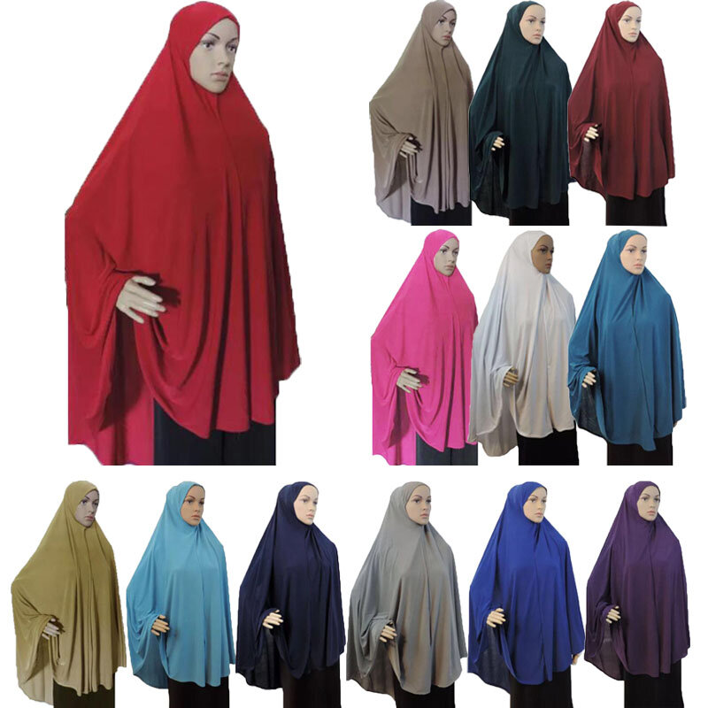 Grandi donne musulmane Khimar Pull On sciarpa Hijab istantanea Burqa scialle preghiera indumento Ramadan islamico arabo turchia copricapo abbigliamento