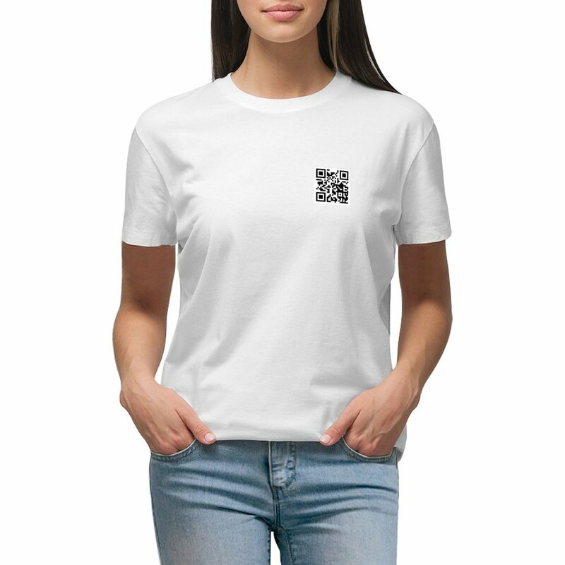 Rickroll QR Code เสื้อยืดท็อปแบบตัวสั้นเสื้อพิมพ์ลายสัตว์ตลกสำหรับเด็กผู้หญิงเสื้อยืดเดรสสำหรับผู้หญิงขนาดใหญ่พิเศษ