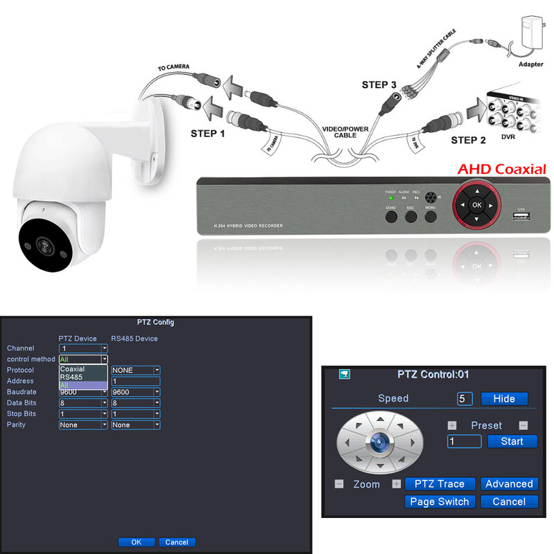 Telecamera AHD 1080P telecamere CCTV di sorveglianza PTZ IP66 telecamere analogiche per visione notturna a infrarossi per interni/esterni di sicurezza domestica impermeabile