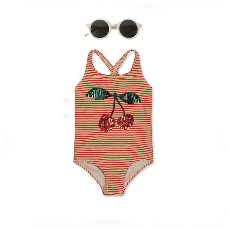 Купальник для девочек Konges Slojd, летние детские слитные купальники, праздничная верхняя одежда для малышей, детское пляжное бикини, 2024