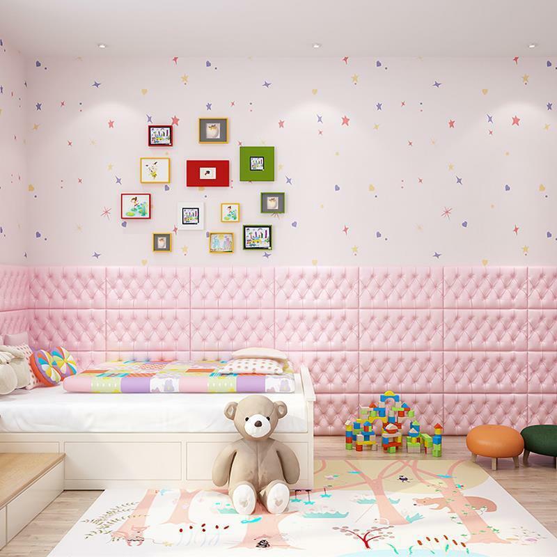 Adesivos de parede anti-colisão para decoração de quarto infantil, saco macio, auto-adesivo, imitação de cabeceira, 2020