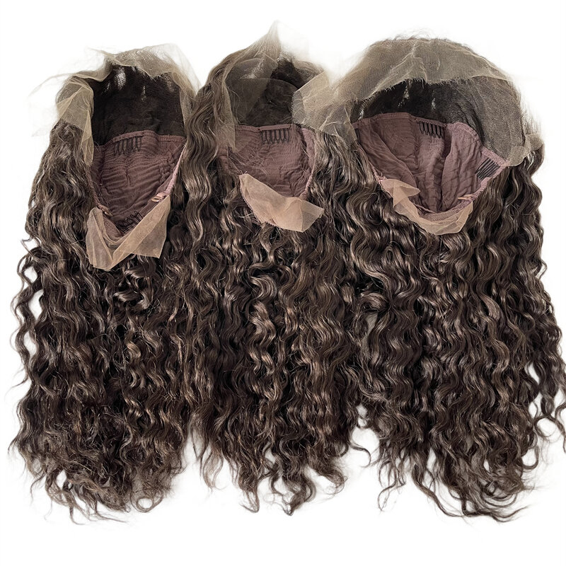 Индийские натуральные человеческие волосы, глубокая волна тела, темно-коричневый цвет, плотность #2 180%, 13x6, парик на сетке для чернокожих женщин