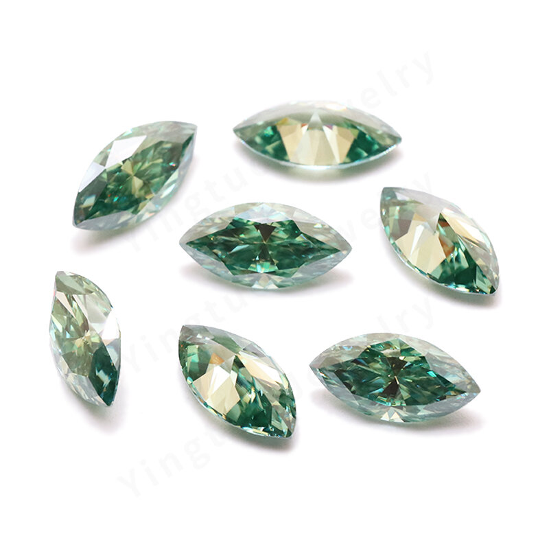 Marquise Moissanite Gemstone Stones for Women Jewelry 7*14mm 3ct Emerald Green Diamond