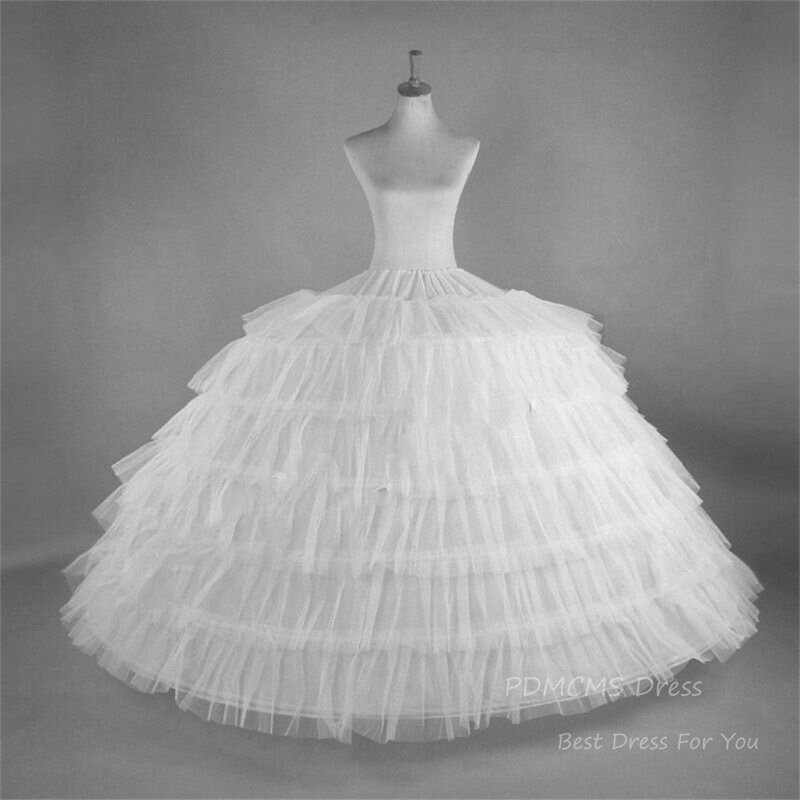 New 6 Hoops Big White Quinceanera Dress Petticoat Super Fluffy Crinoline Slip Underskirt Wedding Ball Gown Lolita Faldas tutu