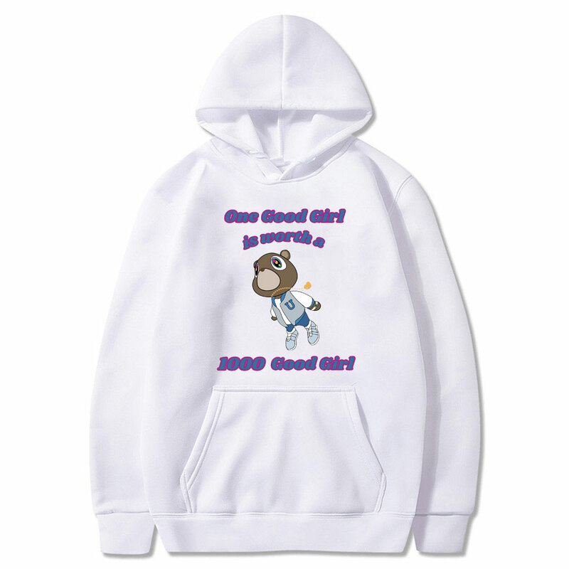 Wisuda One Good Girl Is Worth A 1000 Good Girl tudung motif Meme Rap lucu Kanye West pria Hip Hop kasual longgar Sweatshirt ukuran besar