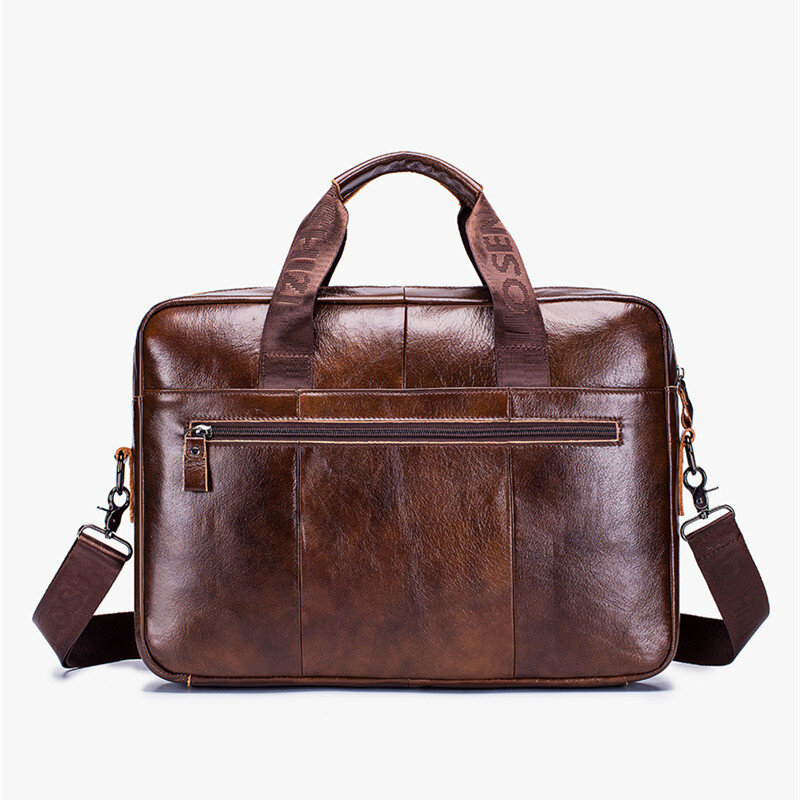 Vintage Genuine Leather Briefcases Men Business Laptop Bags Man Casual Travel Handbags Male Crossbody Shoulder Bag