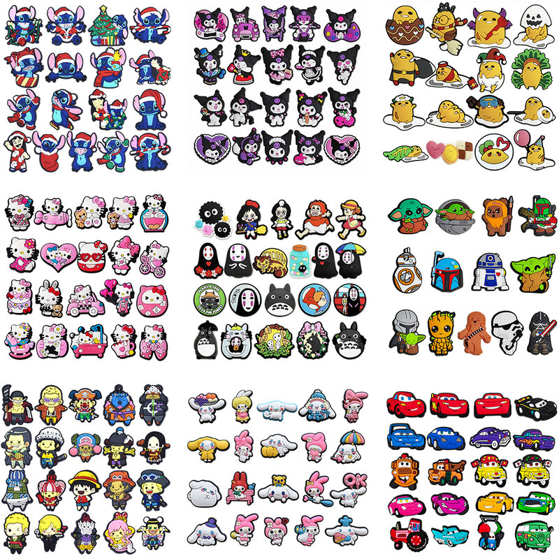 Disney-Breloques Bob l'Éponge Pokemon, Sanurgente, Hello Kitty, Kuromi, Croc, Everg, Sandales, Chaussures, Accessoires, Décoration, 13-20Pcs