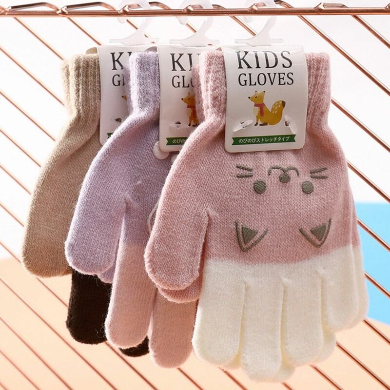 Knitted Kids Gloves Lovely Fingerless Thick Knitting Mittens Winter Warm Boys Girls