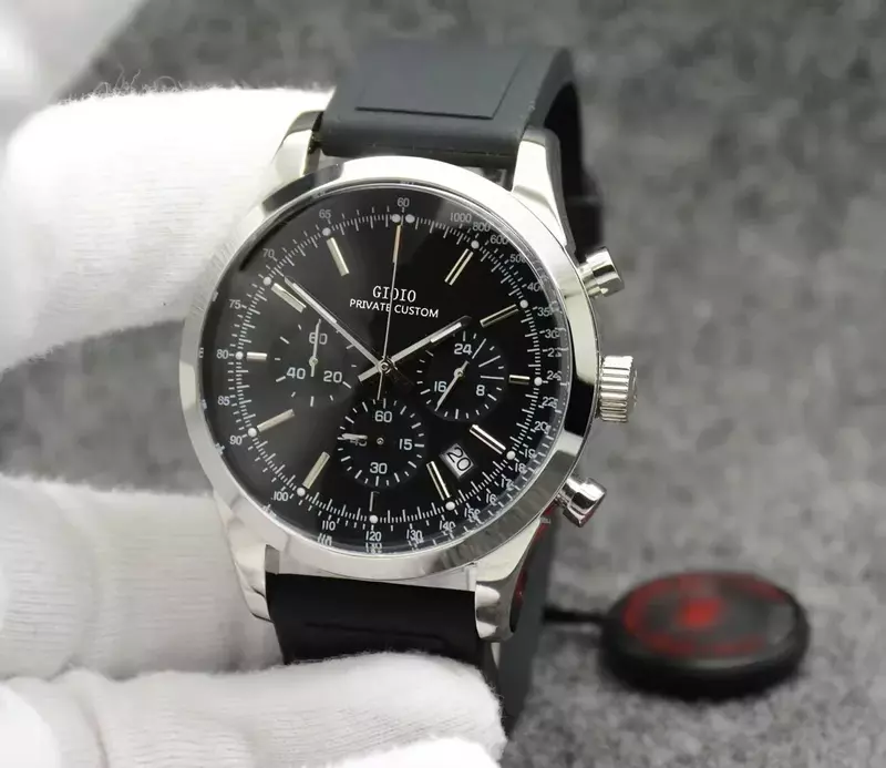 Luksusowy nowy męski zegarek kwarcowy z chronografem Modne sportowe zegarki ze stali nierdzewnej w kolorze czarnym i niebieskim Classica