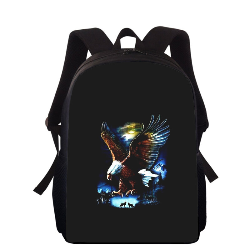 Mochila con estampado 3D de pintura de águila para niños y niñas, morral escolar de 15 pulgadas, mochilas para libros