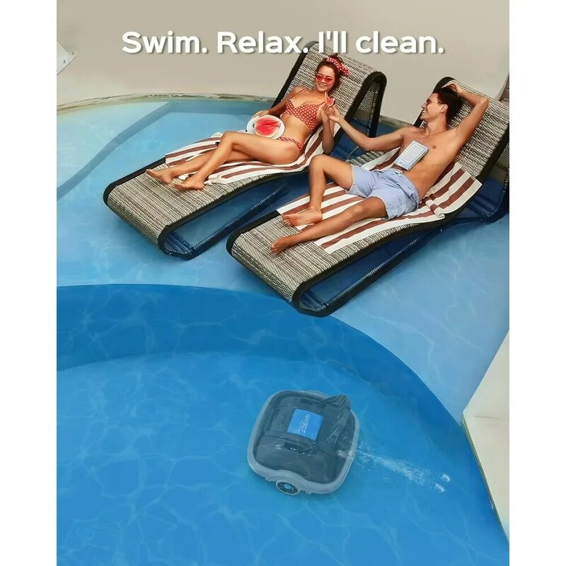 Upgraded Cordless Pool Vacuum, Robotic Pool Cleaner with Up to 100Mins Runtime, for Above Ground Pools Up to 861 Sq.Ft