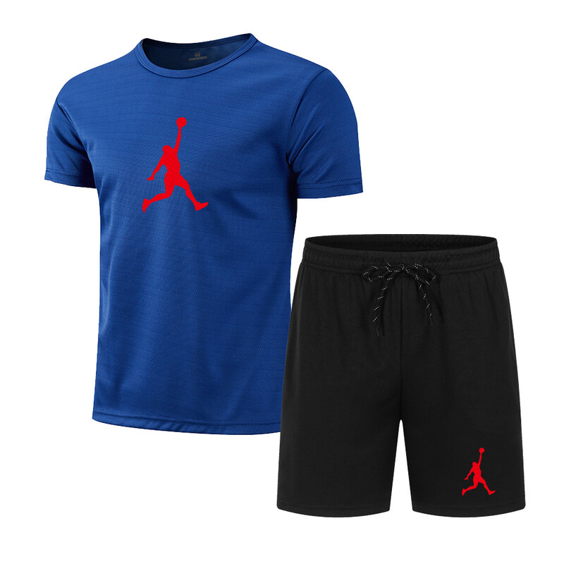 Conjunto de camiseta y pantalones cortos para hombre, traje deportivo con estampado, informal, a la moda, de manga corta, para verano
