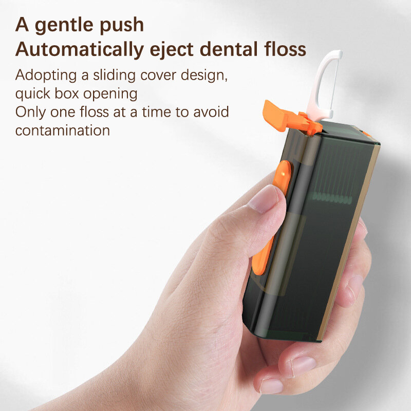 Automatic Dental Floss Storage Box Cleaning Oral Hygiene Mirror Bottom Floss Dispenser Reusable Dental Floss Organizer Case
