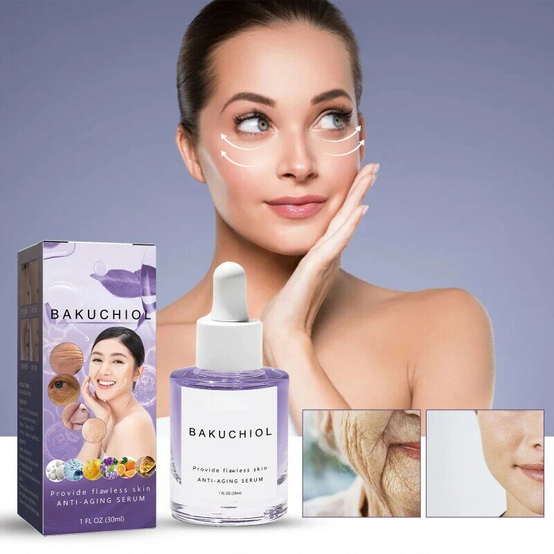 Suero facial Natural vegano Bakuchiol, esencia hidratante para el cuidado de la piel, Reduce las líneas finas, Alisador, antiarrugas, 30ml